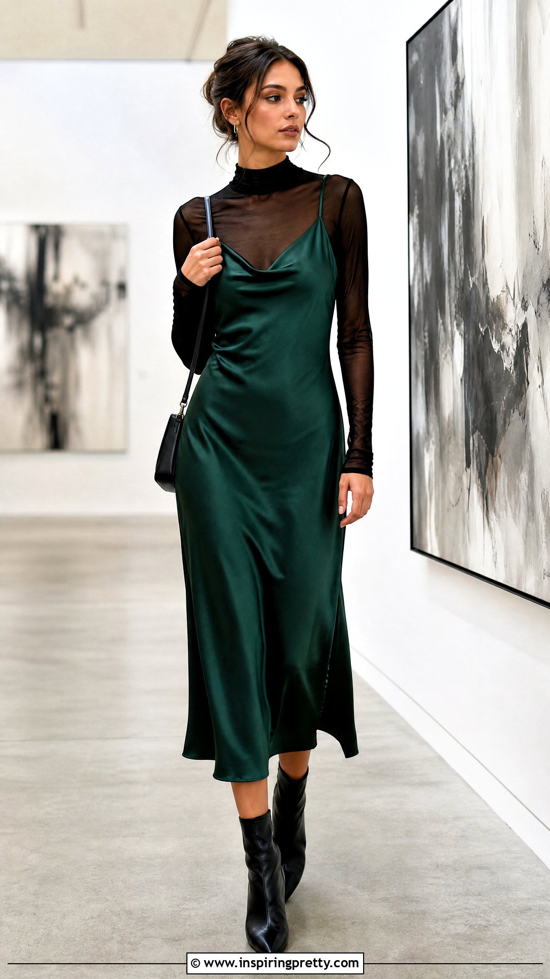 Long Sleeve Mesh Top With Slip Dress - 50 top design