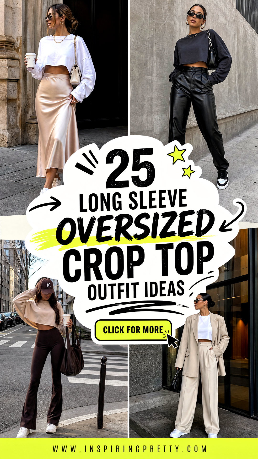 25 Long Sleeve Oversized Crop Top Outfit Ideas for Streetwear - 25 Long Sleeve Oversized Crop Top Outfit Ideas for Streetwear