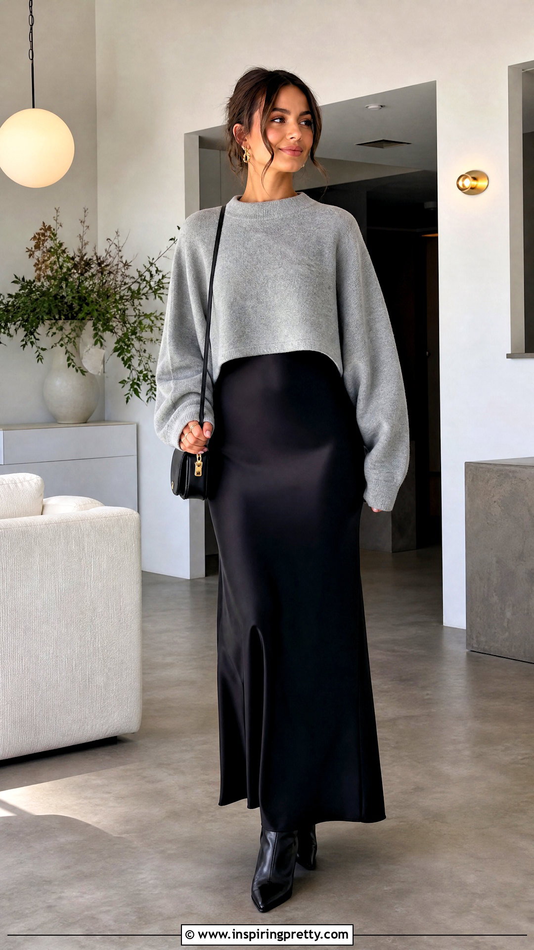 Long Sleeve Oversized Crop Top Over A Maxi Dress - 25 Long Sleeve Oversized Crop Top outfit ideas