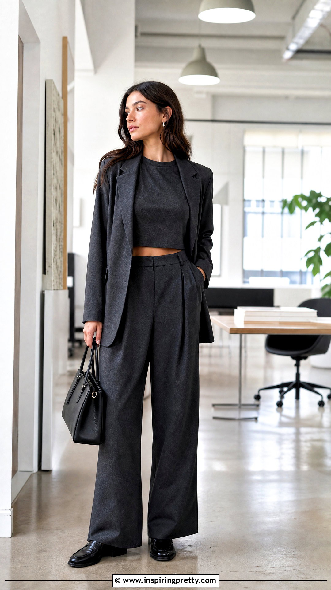 Long Sleeve Oversized Crop Top With Blazer And Trousers - 25 Long Sleeve Oversized Crop Top outfit ideas