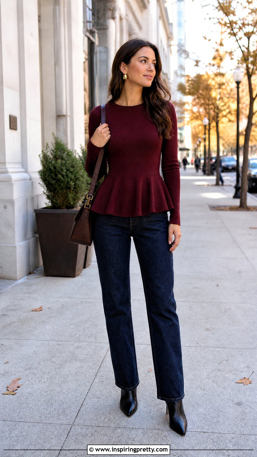 Long Sleeve Peplum Top With Boots - 50 peplum top outfit ideas