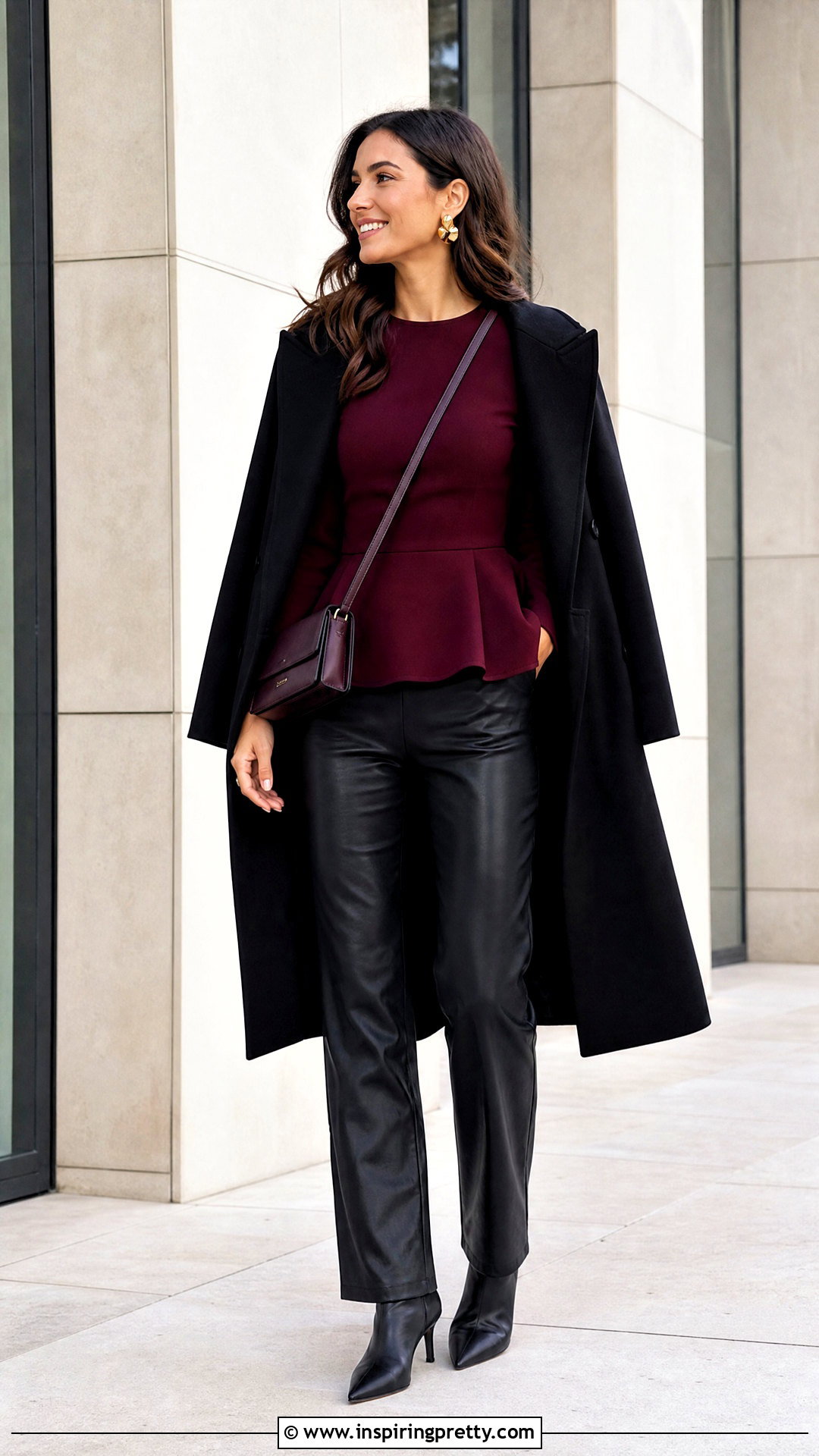 Long Sleeve Peplum Top With Leather Pants - 20 peplum tops 2024