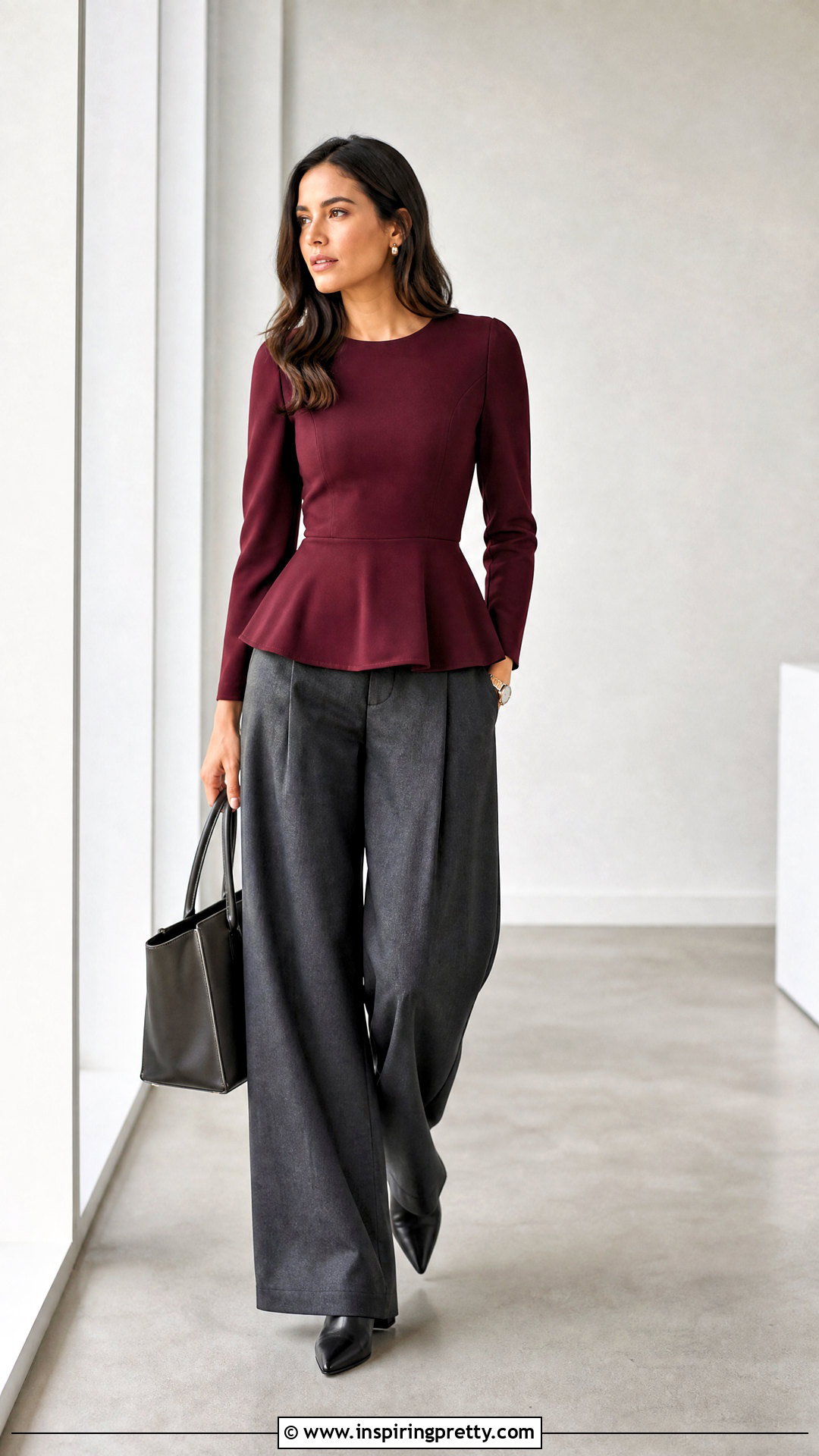 Long Sleeve Peplum Top With Palazzo Pants - 50 peplum top with plazo outfit ideas