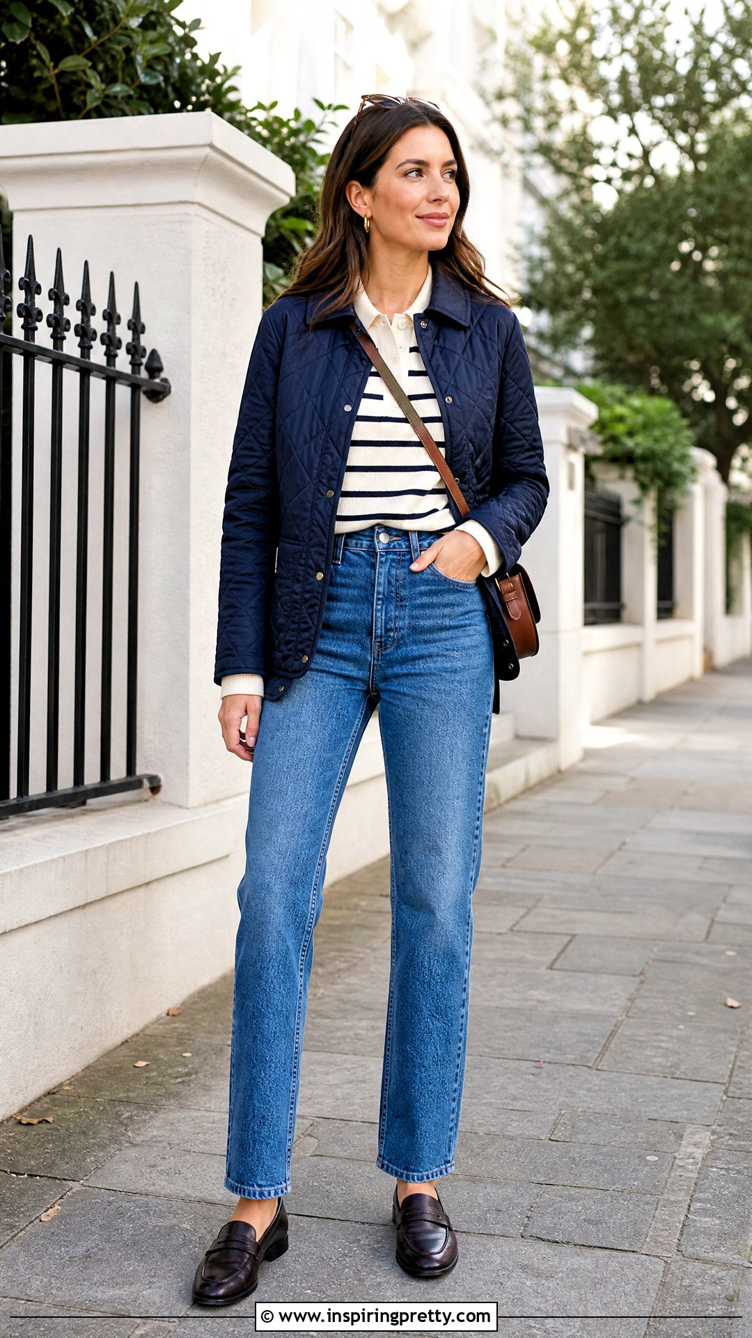 Long Sleeve Polo Top With Straight Jeans - 50 cute basic tops outfit ideas