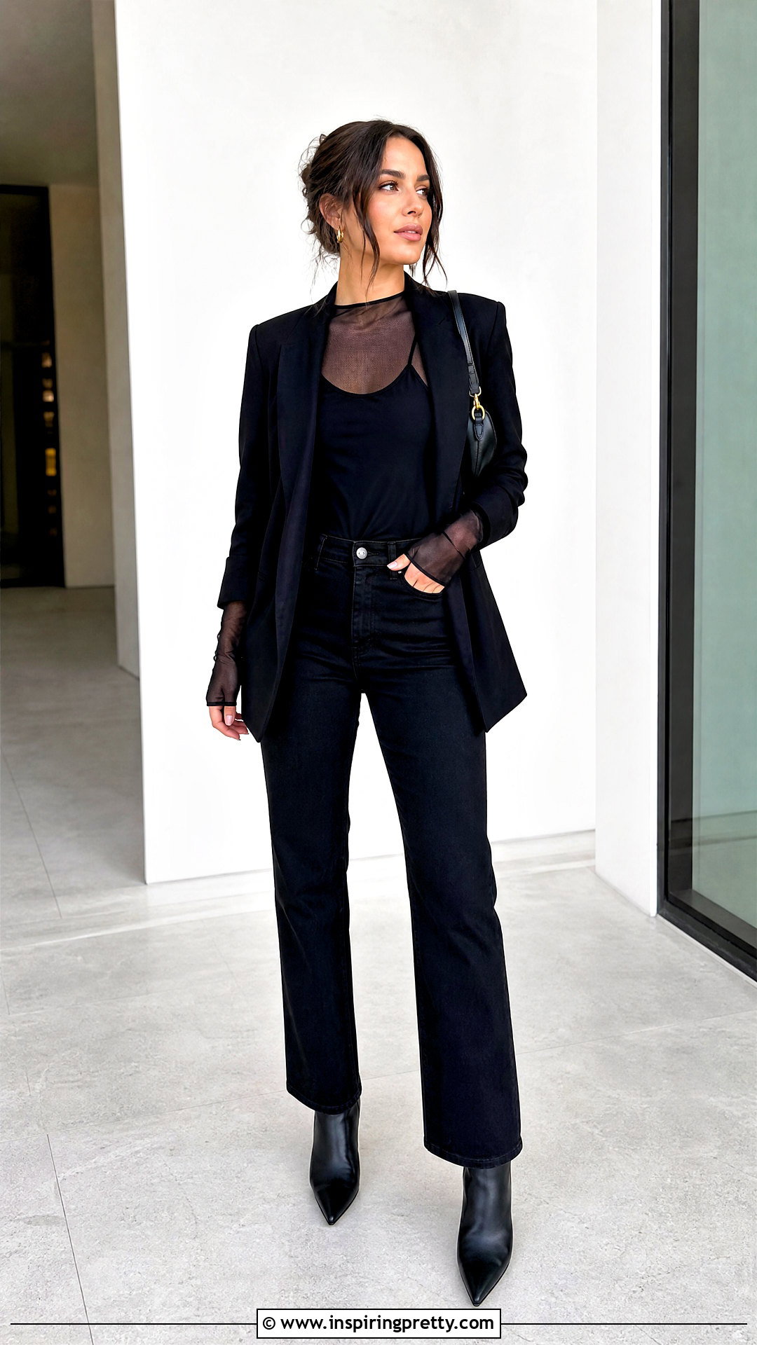 Long Sleeve Sheer Top With Black Jeans - 50 trendy tops for women