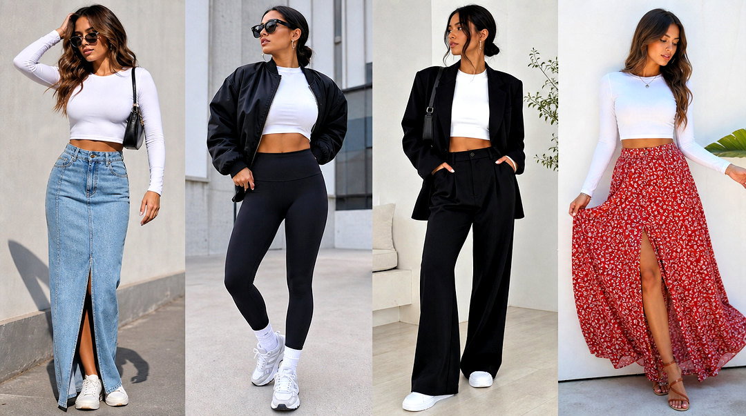 25 Long Sleeve Short Crop Top Outfit Ideas for Sleek Layers