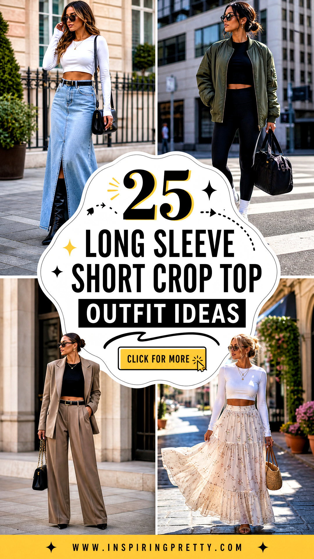 25 Long Sleeve Short Crop Top Outfit Ideas for Sleek Layers - 25 Long Sleeve Short Crop Top Outfit Ideas for Sleek Layers