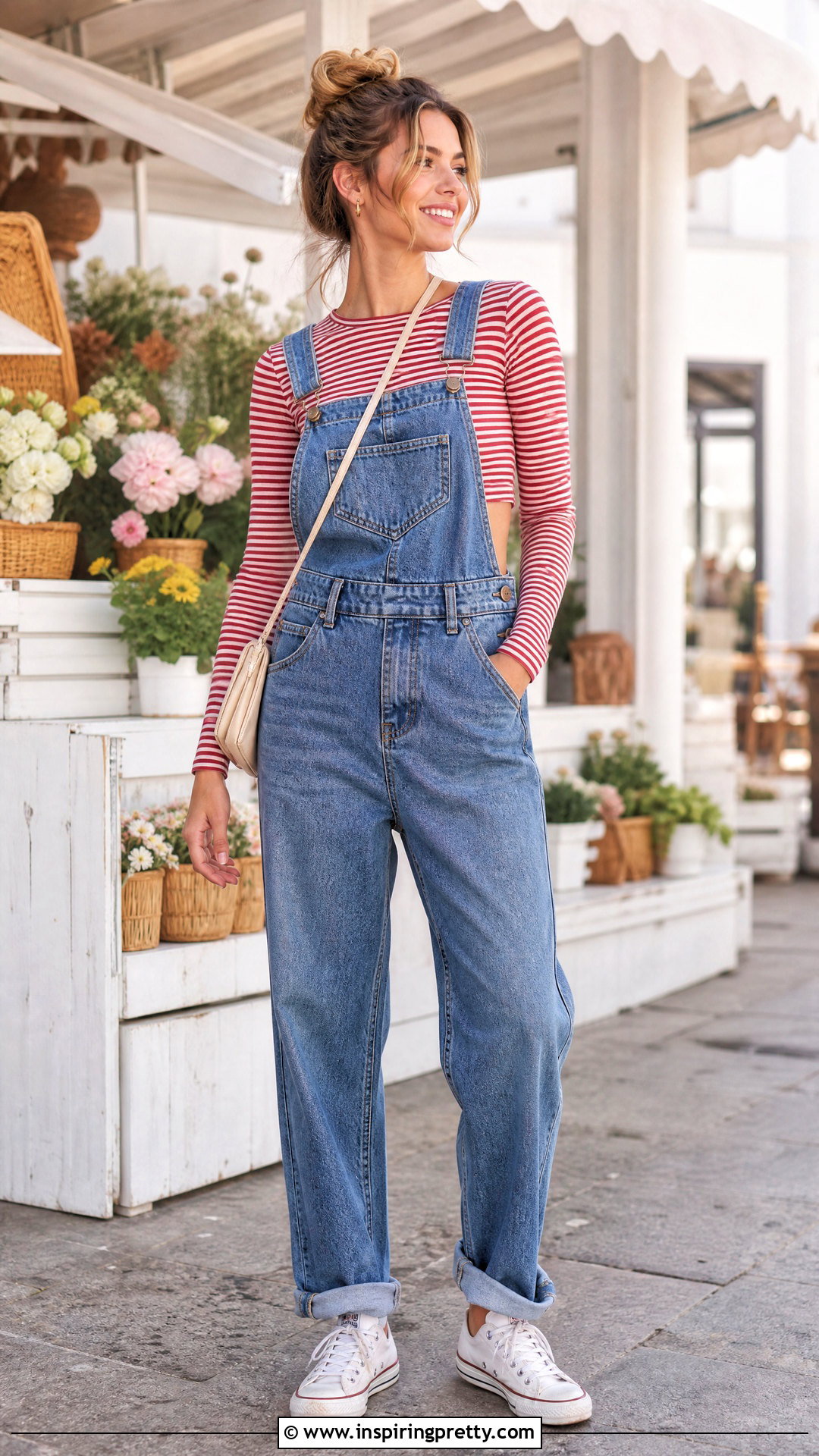 Long Sleeve Short Crop Top With Denim Overalls - 25 long sleeve short crop top outfit ideas