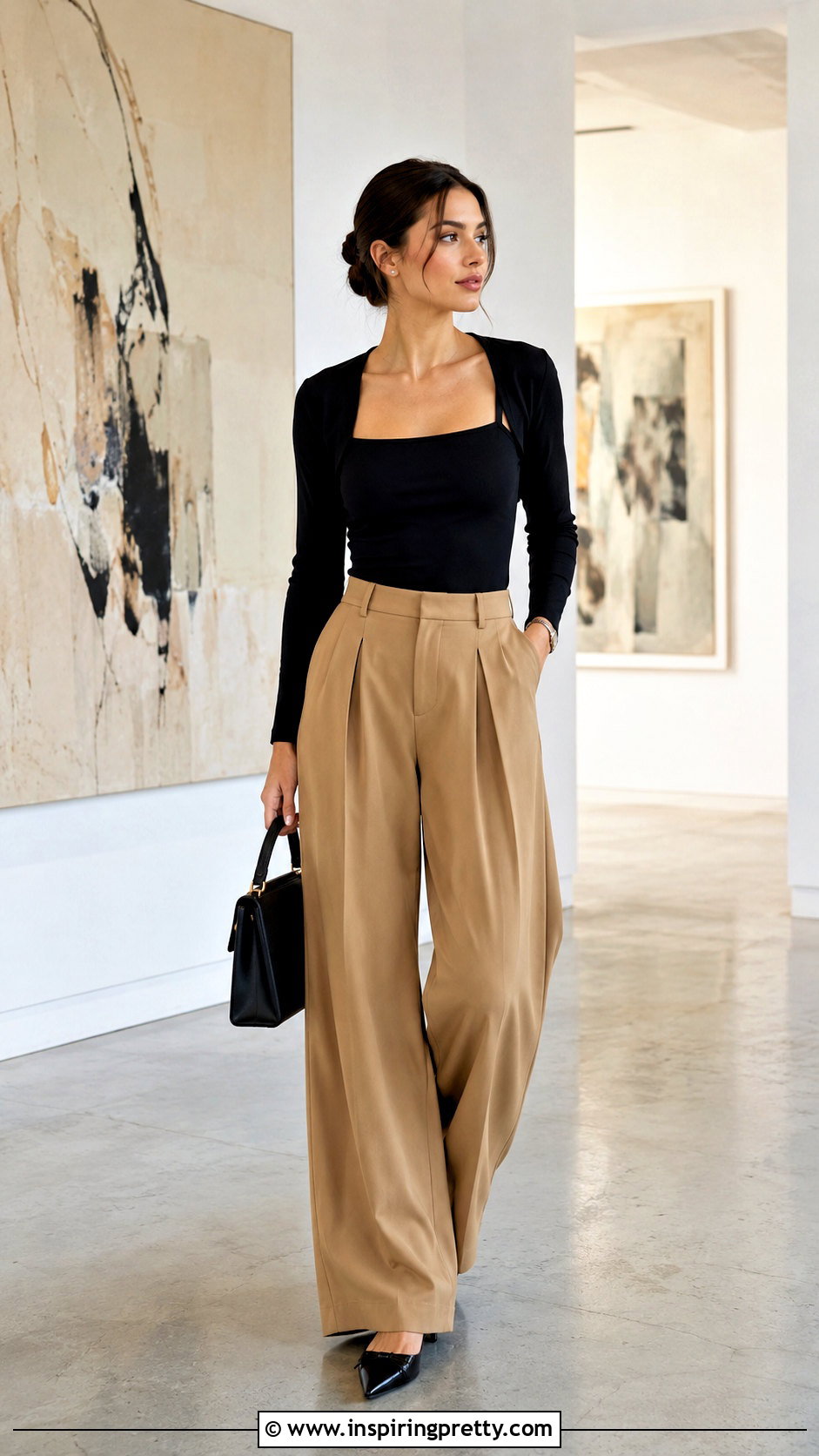 Long Sleeve Shrug Crop Top With Wide Leg Trousers - 20 Long Sleeve Shrug Crop Top outfit ideas