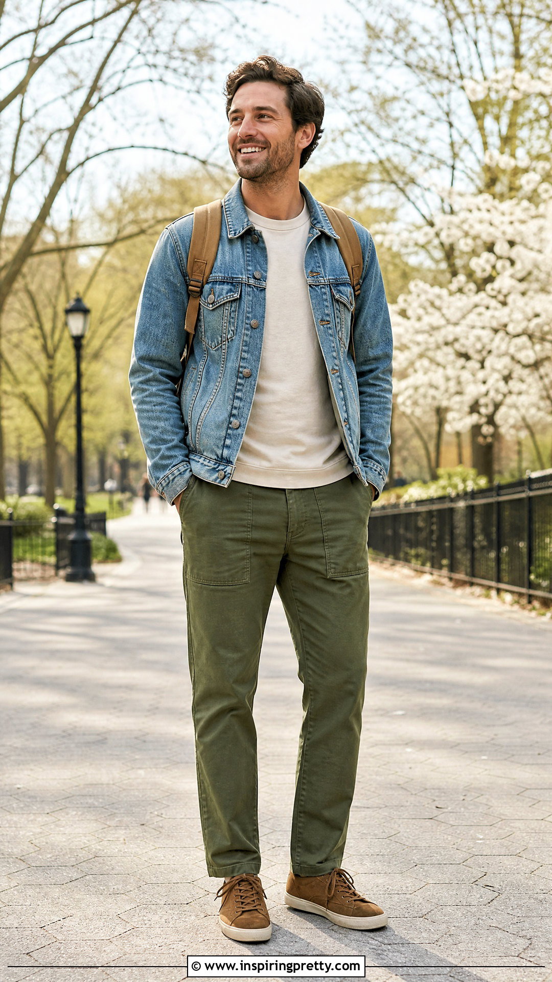Long Sleeve T Shirt With Olive Pants - 50 mens tops outfit ideas