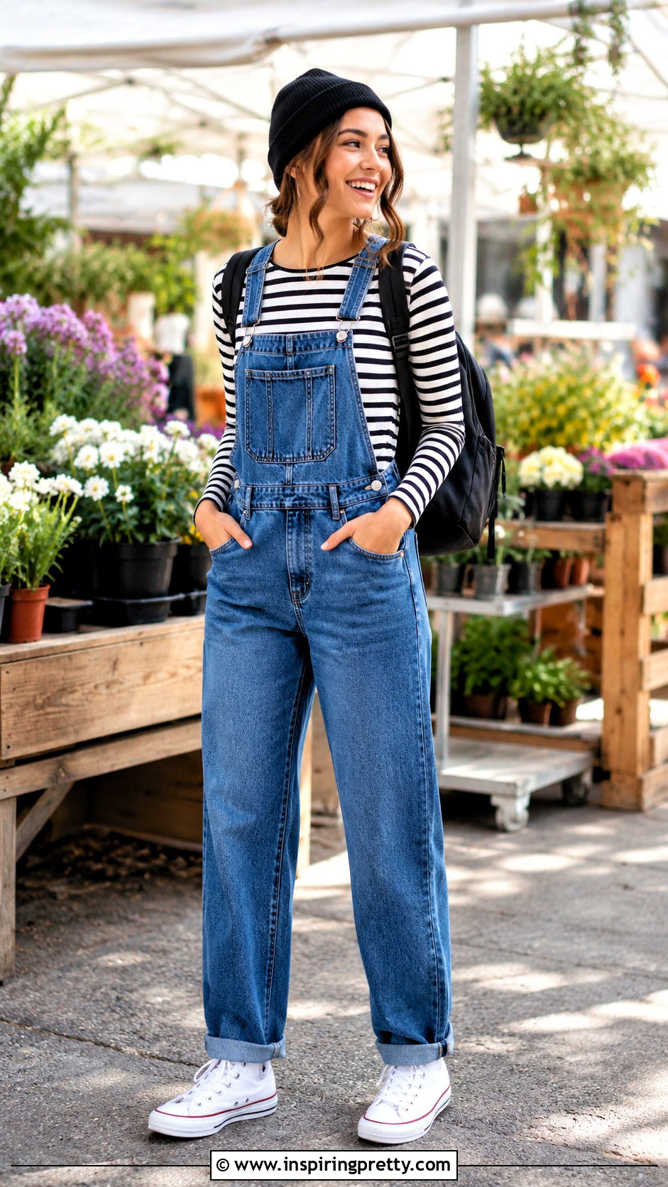 Long Sleeve T Shirt and Overalls Outfit - 50 casual top outfit ideas