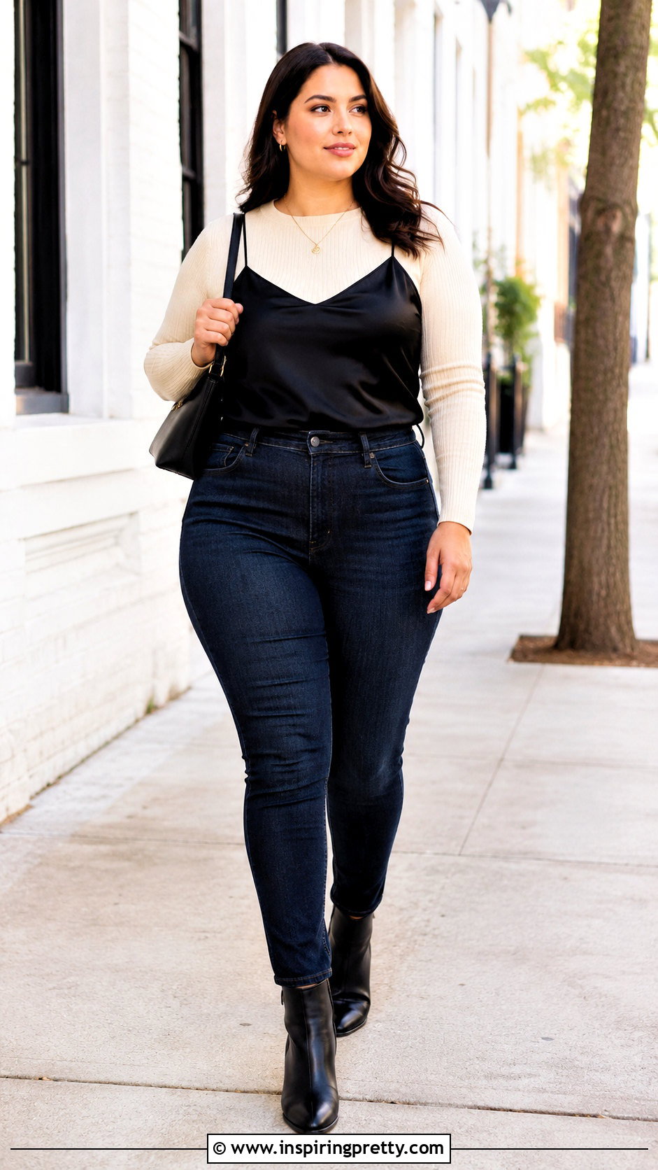 Long Sleeve Top Under Camisole Outfit - 20 layered look tops outfit ideas