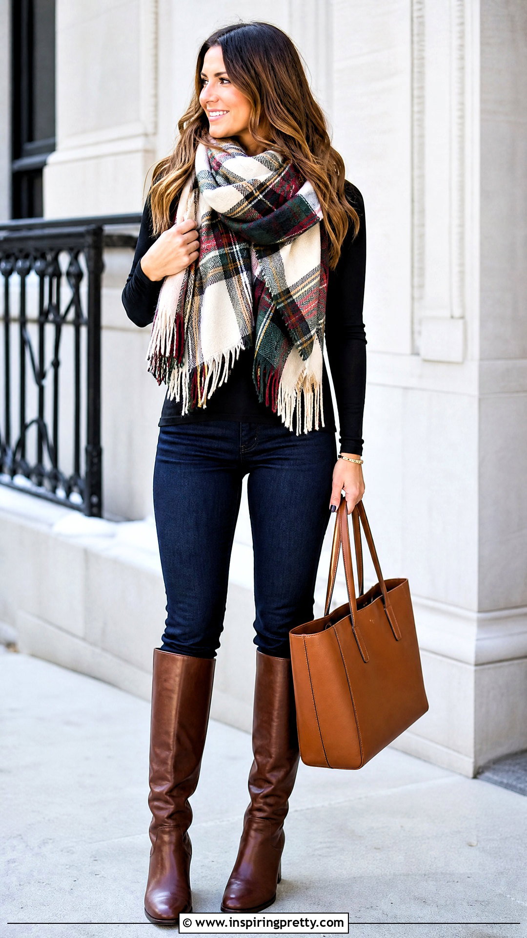 Long Sleeve Top With Blanket Scarf Outfit - 50 top with scarf outfit ideas