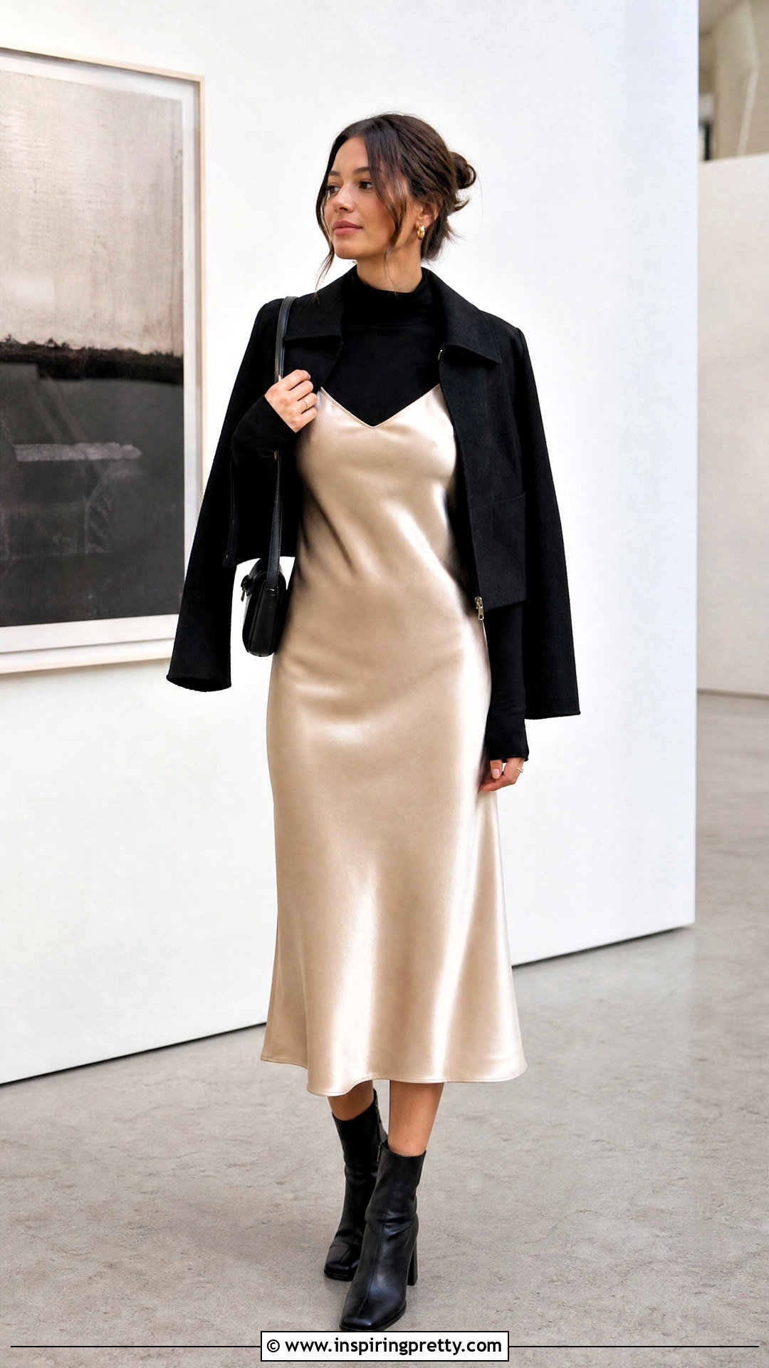 Long Sleeve Top With Layered Slip Dress - 50 long sleeve tops outfit ideas
