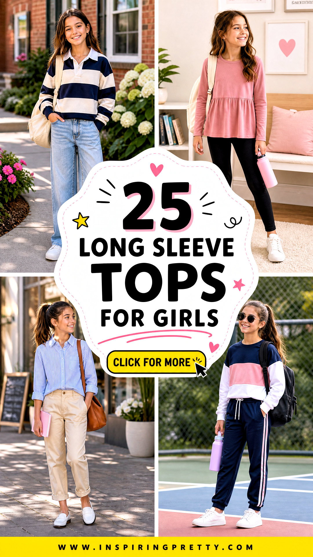 25 Long Sleeve Tops for Girls Cute School-to-Weekend Looks - 25 Long Sleeve Tops for Girls: Cute School-to-Weekend Looks