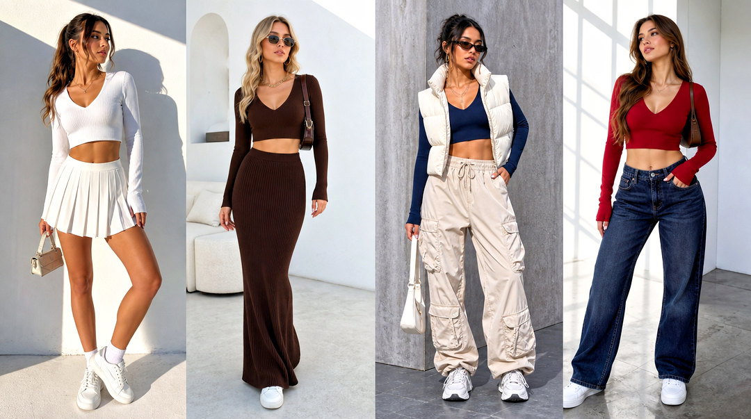 25 Long Sleeve V Neck Crop Top Outfit Ideas for Chic Layers