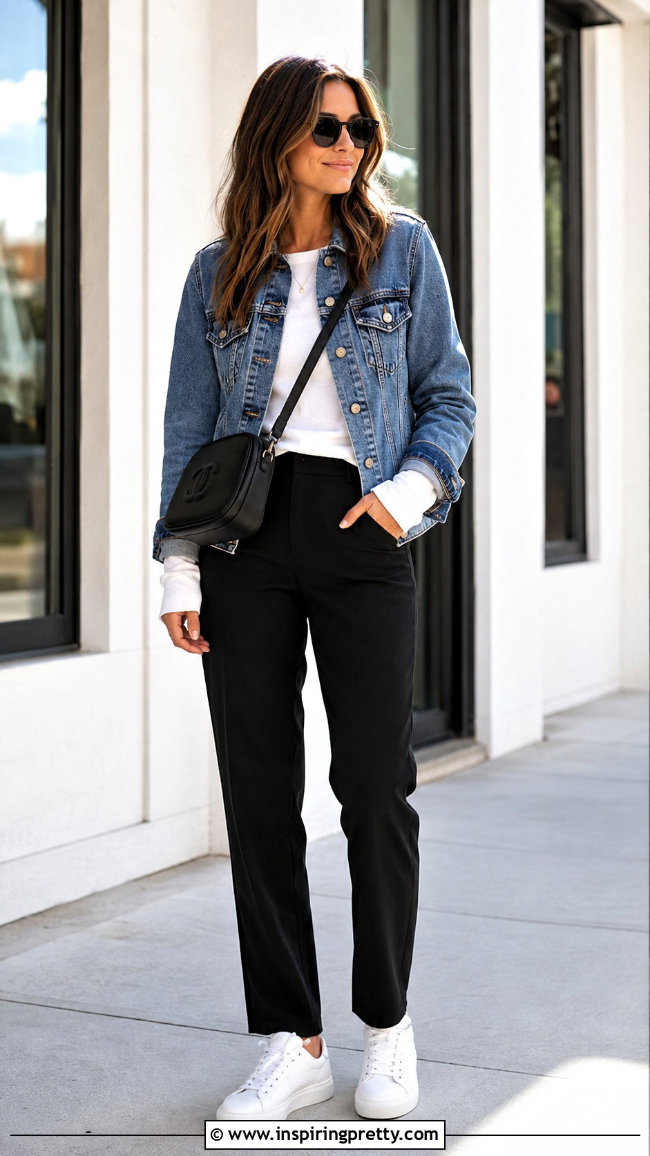 Long Sleeve White Top With A Denim Jacket - 50 long sleeve white top outfits