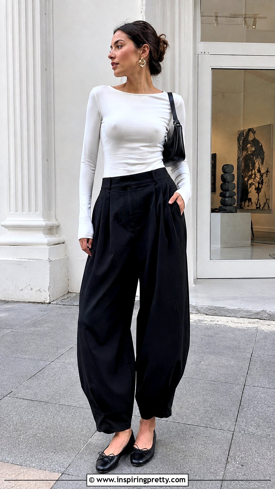 Long Sleeve White Top With Balloon Pants - 50 long sleeve white top outfits