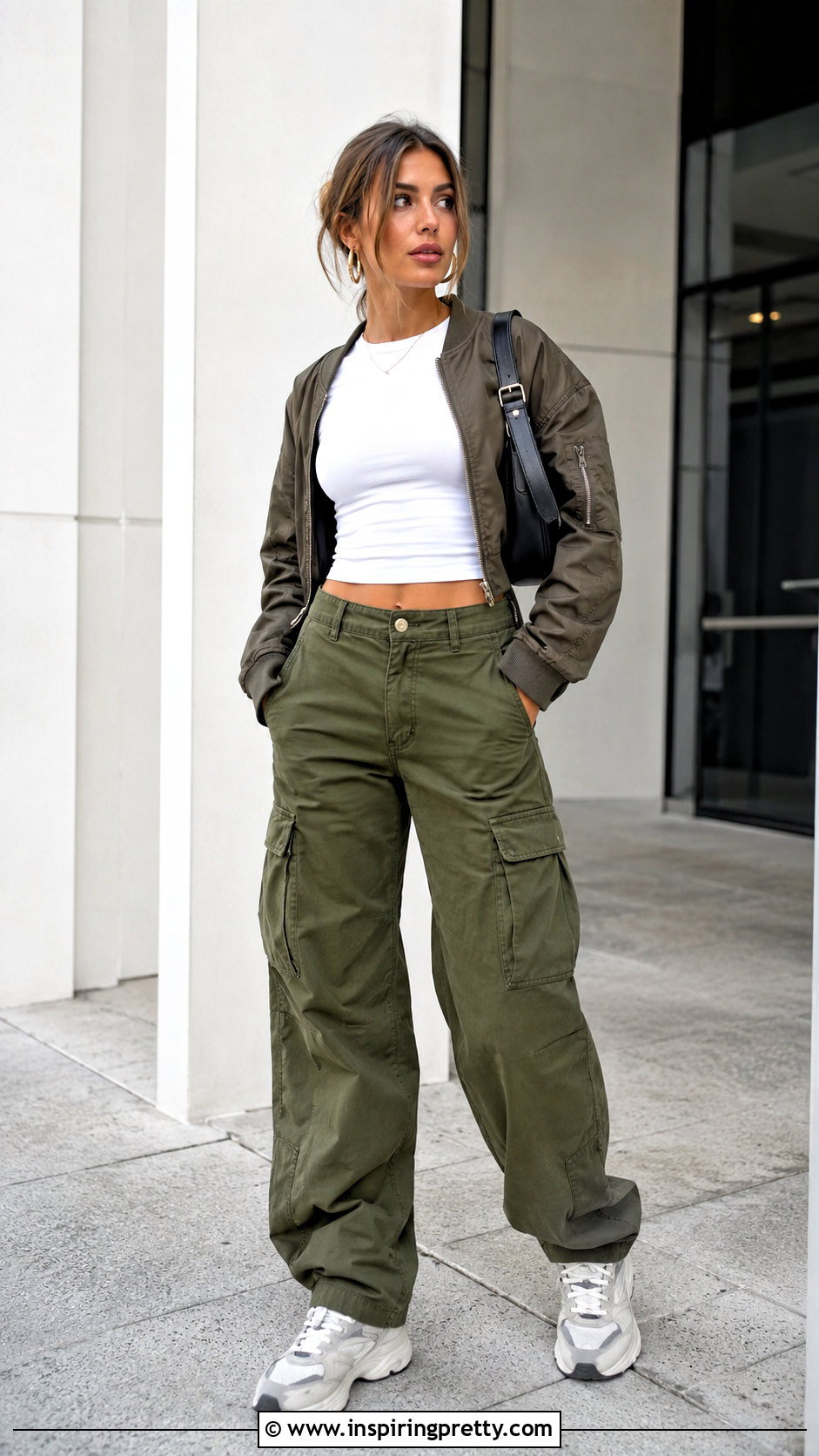 Long Sleeve White Top With Cargo Pants - 50 long sleeve white top outfits