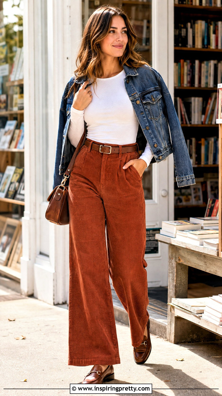 Long Sleeve White Top With Corduroy Pants - 50 long sleeve white top outfits