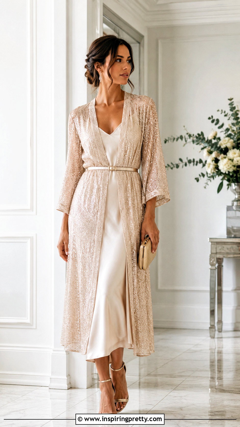 Long Sparkly Top Over A Slip Dress - 20 long sparkly top outfit ideas
