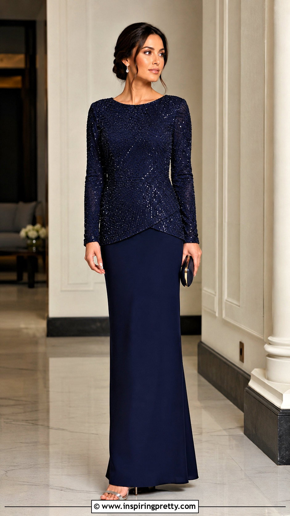 Long Sparkly Top With Maxi Skirt - 20 long sparkly top outfit ideas