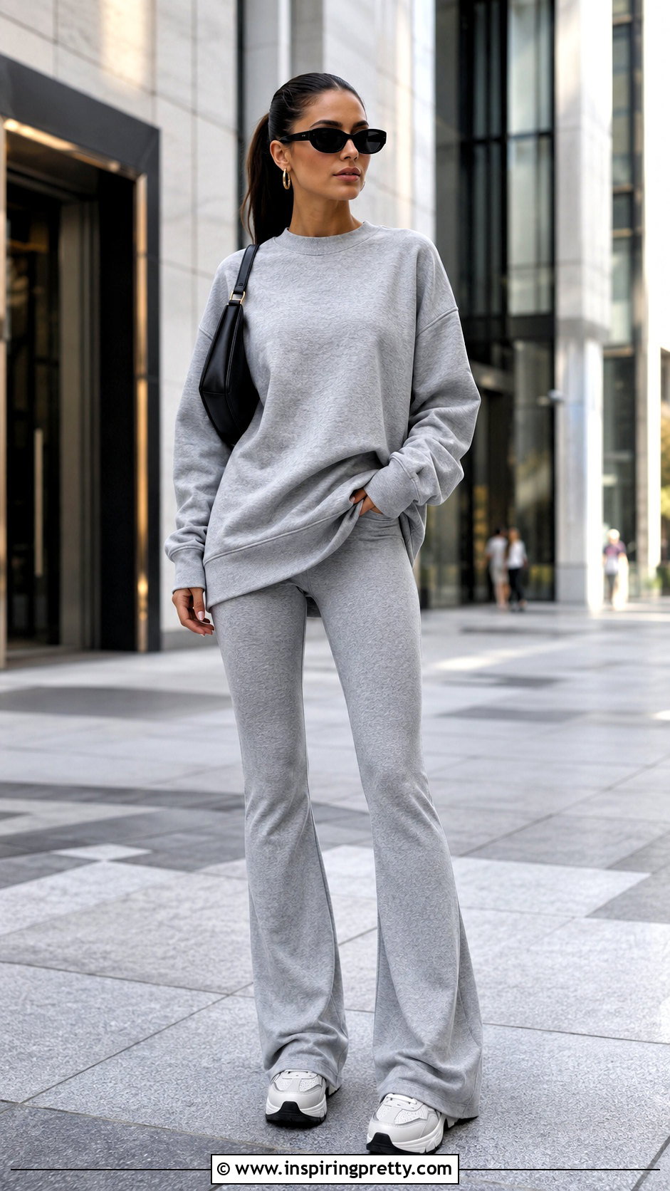 Long Sweatshirt With Flared Leggings - 50 stylish long tops for women