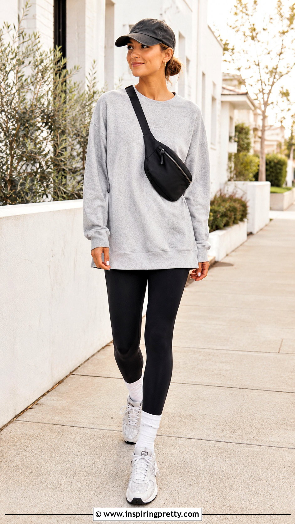 Long Sweatshirt With Leggings And Sneakers - 50 long tops outfit ideas