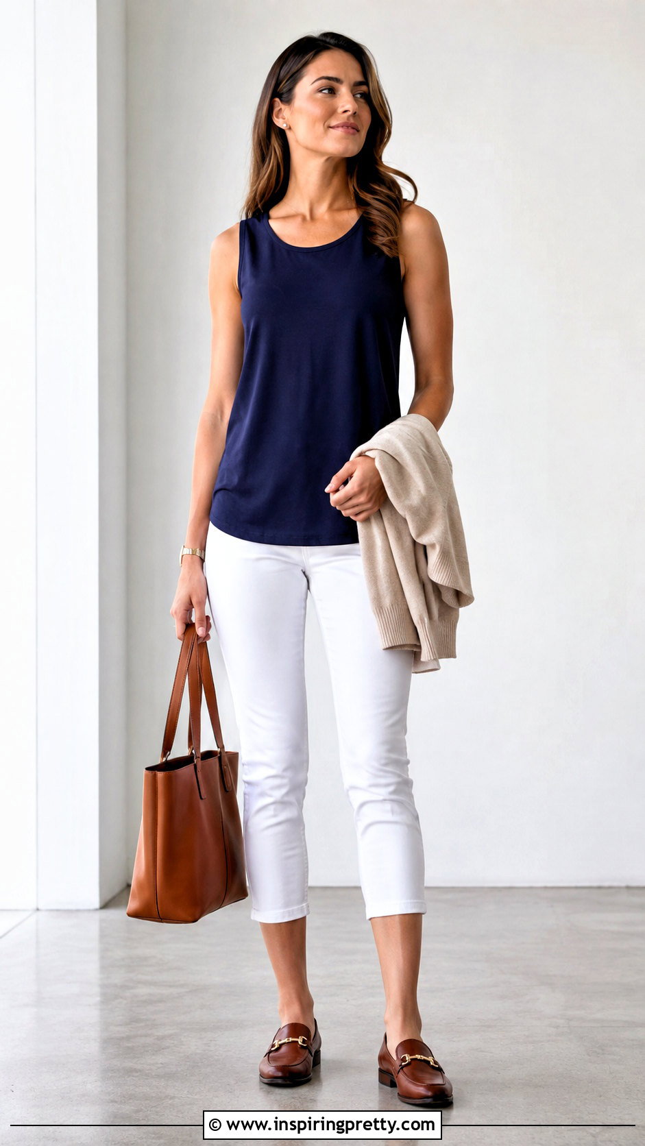 Long Tank Top With Capri Pants And Loafers - 50 long tank top outfit ideas