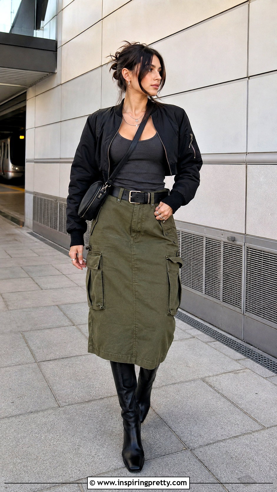 Long Tank Top With Cargo Skirt - 25 Edgy Tank Top Outfit ideas