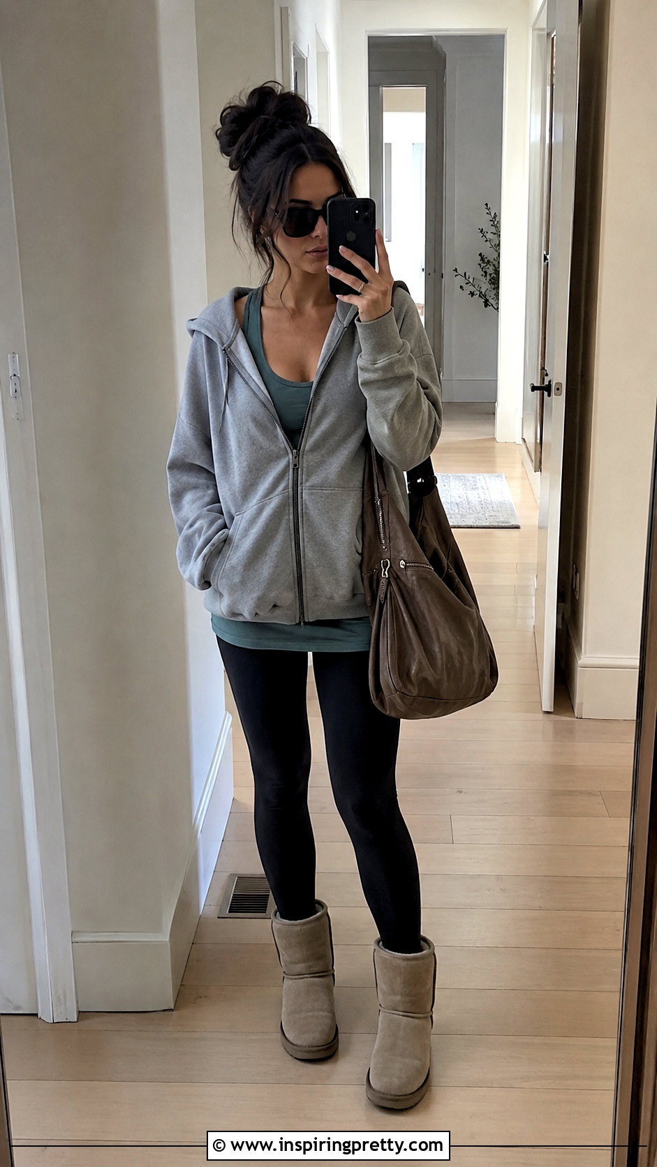 Long Tank Top With Leggings And Zip Hoodie - 20 2000s style tank tops outfit ideas