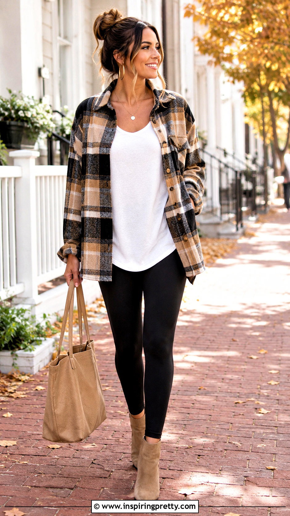 Long Tank Top With Shacket And Leggings - 50 long tank top outfit ideas