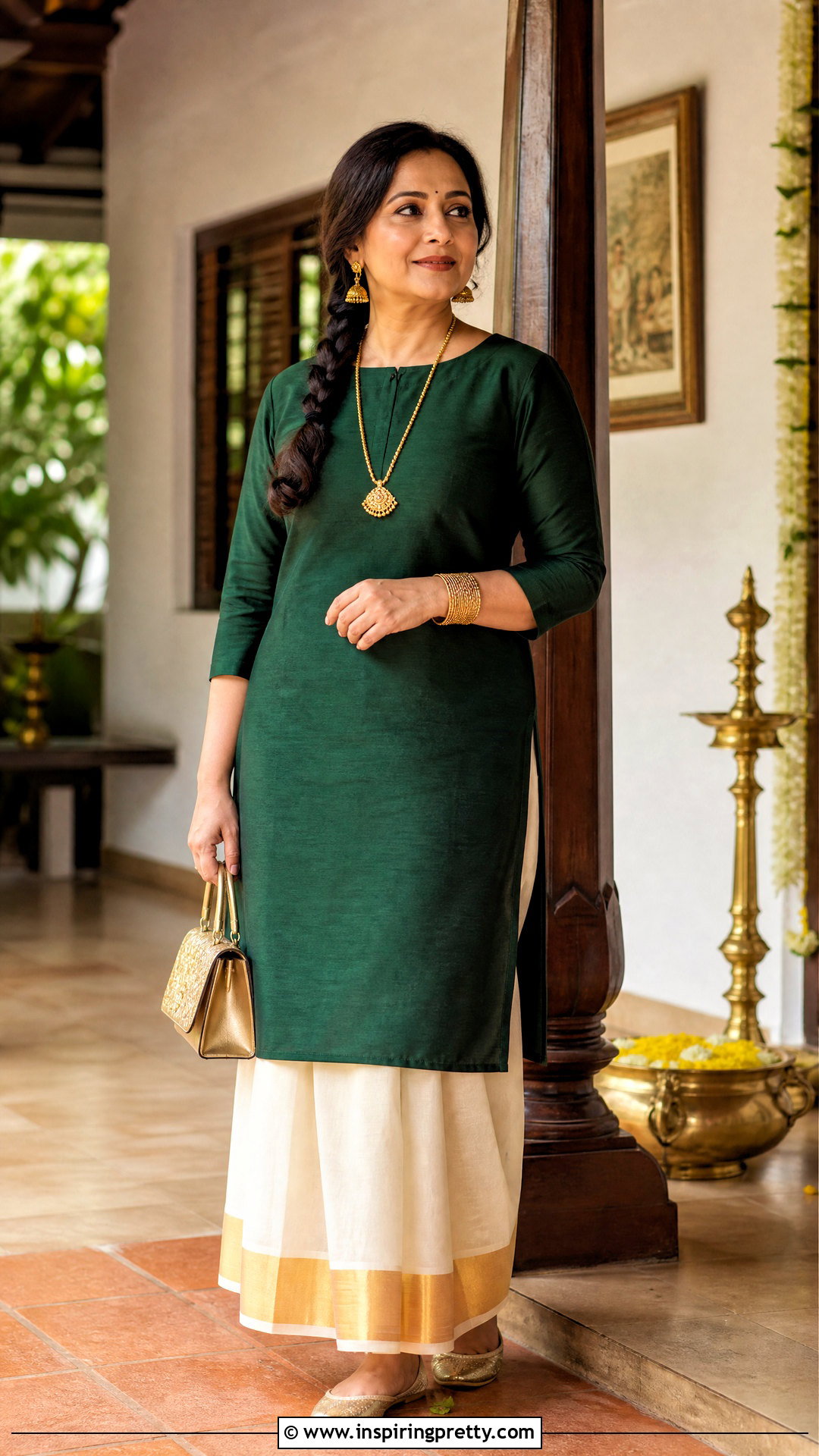 Long Top And Kasavu Onam Skirt - 50 latest onam skirt and top designs