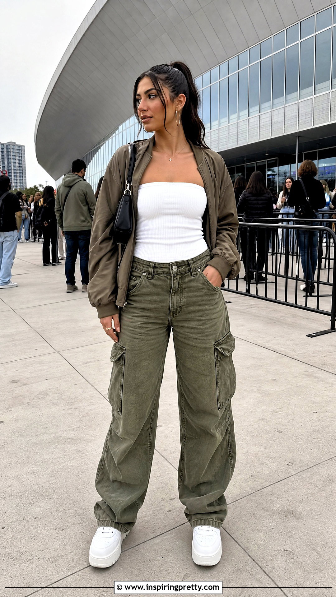 Long Tube Top With Cargo Jeans - 50 Long Tube Top Outfit ideas