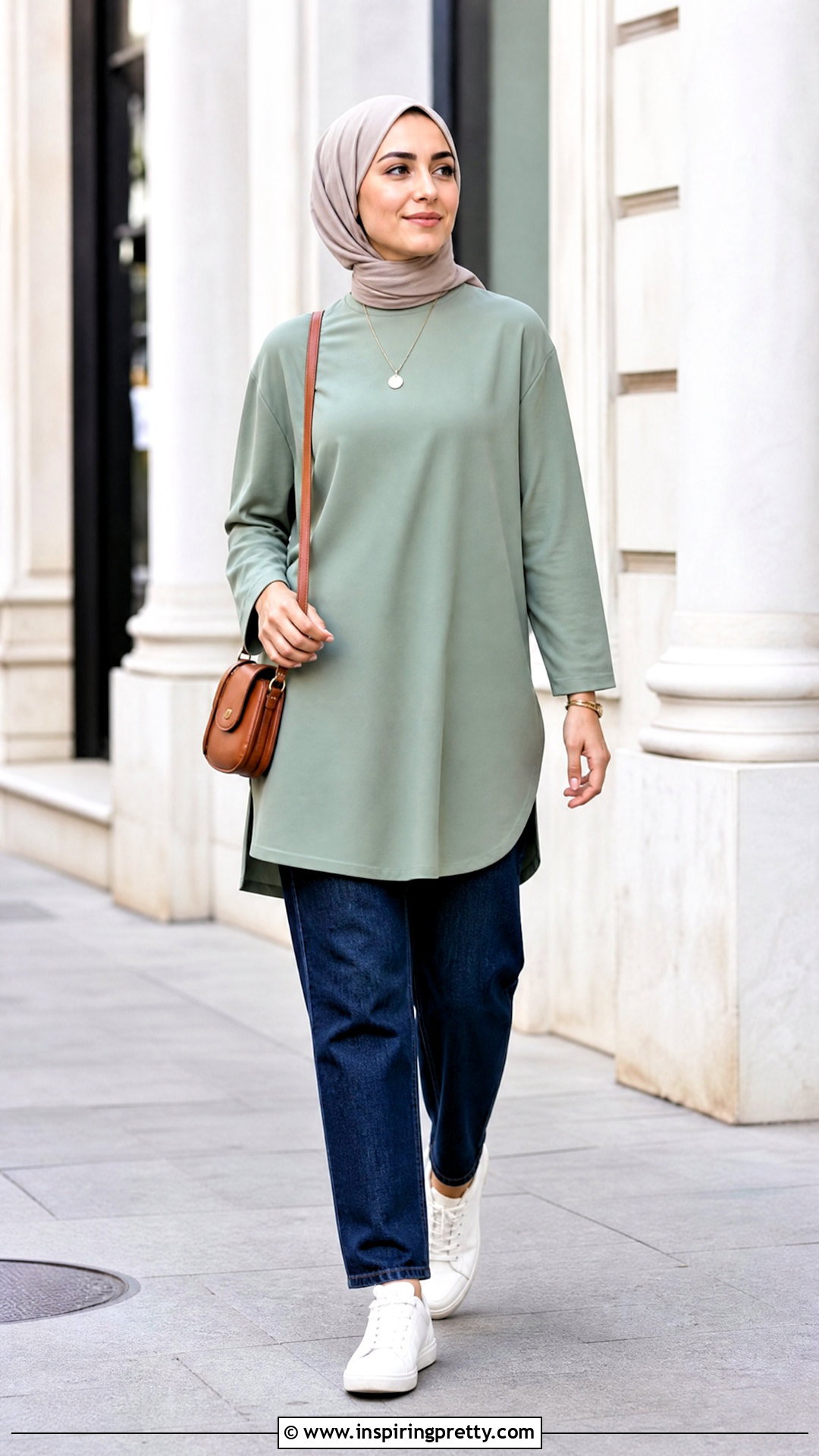 Long Tunic Modest Top With Straight Leg Jeans - 50 modest tops for women