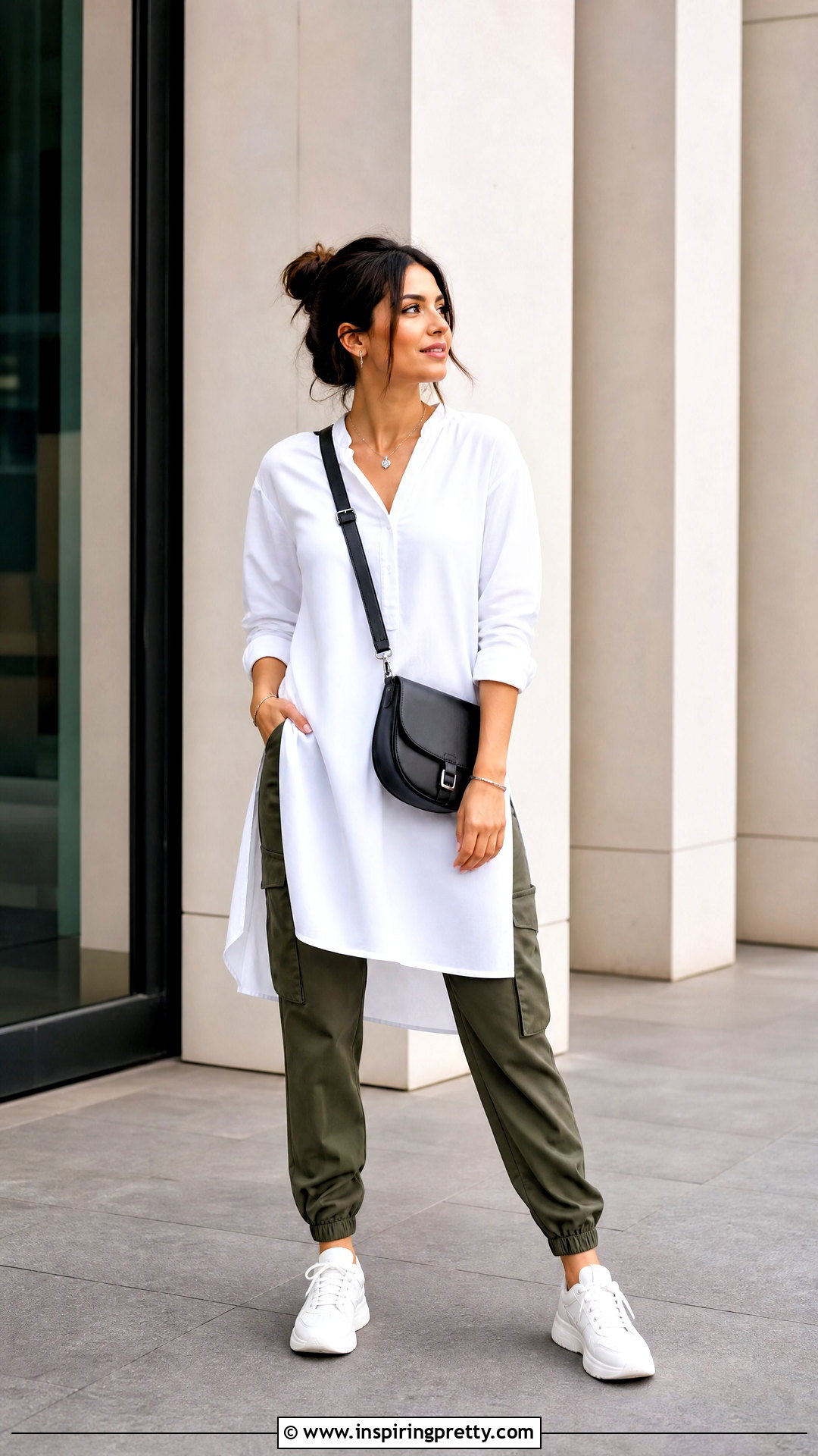 Long Tunic Top With Cargo Pants - 50 long tunic tops outfit ideas