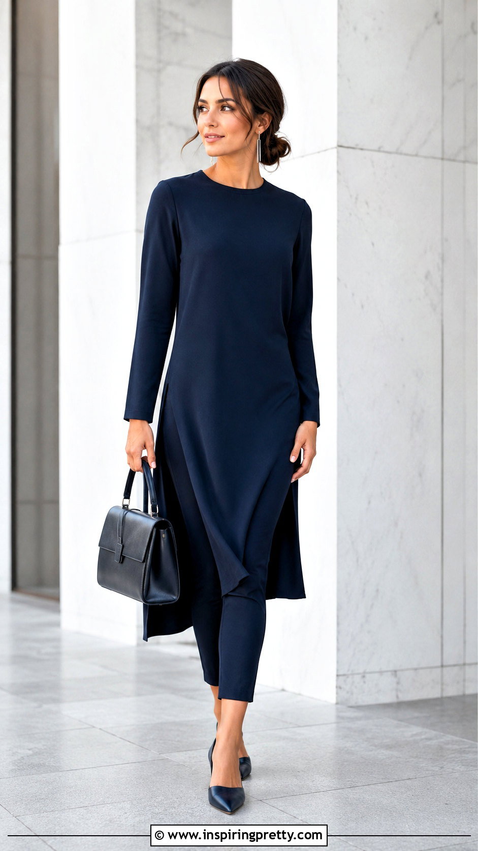 Long Tunic Top With Slim Trousers - 50 Tops For Women Stylish Classy Ideas