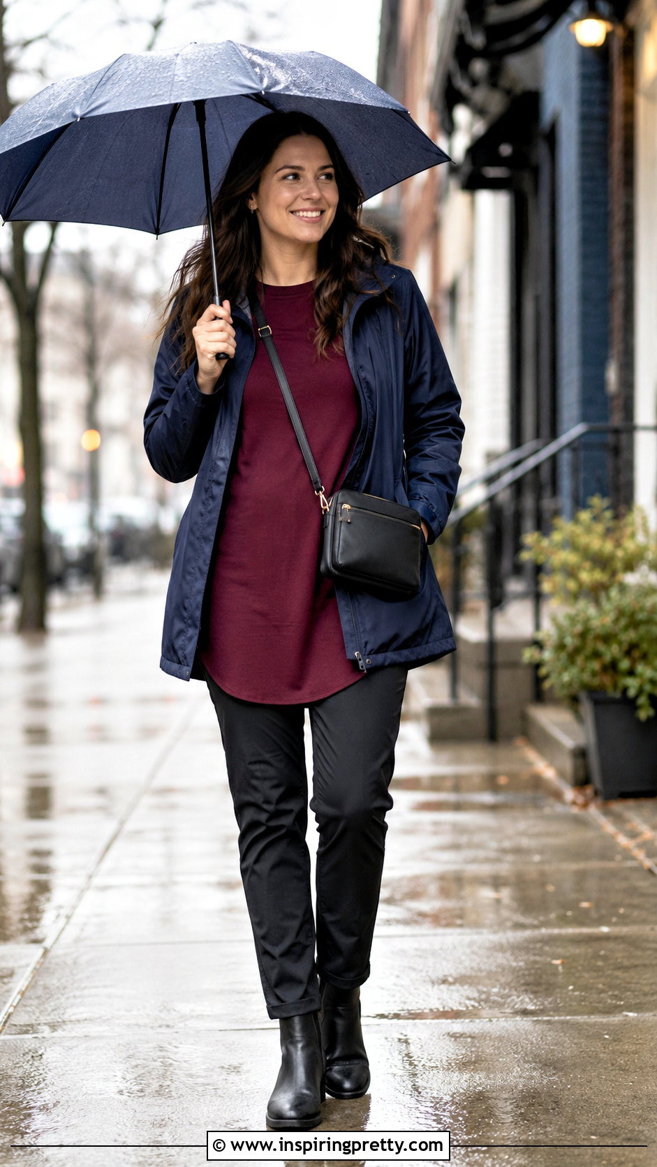 Long Tunic With Rain Jacket And Boots - 50 long tops outfit ideas