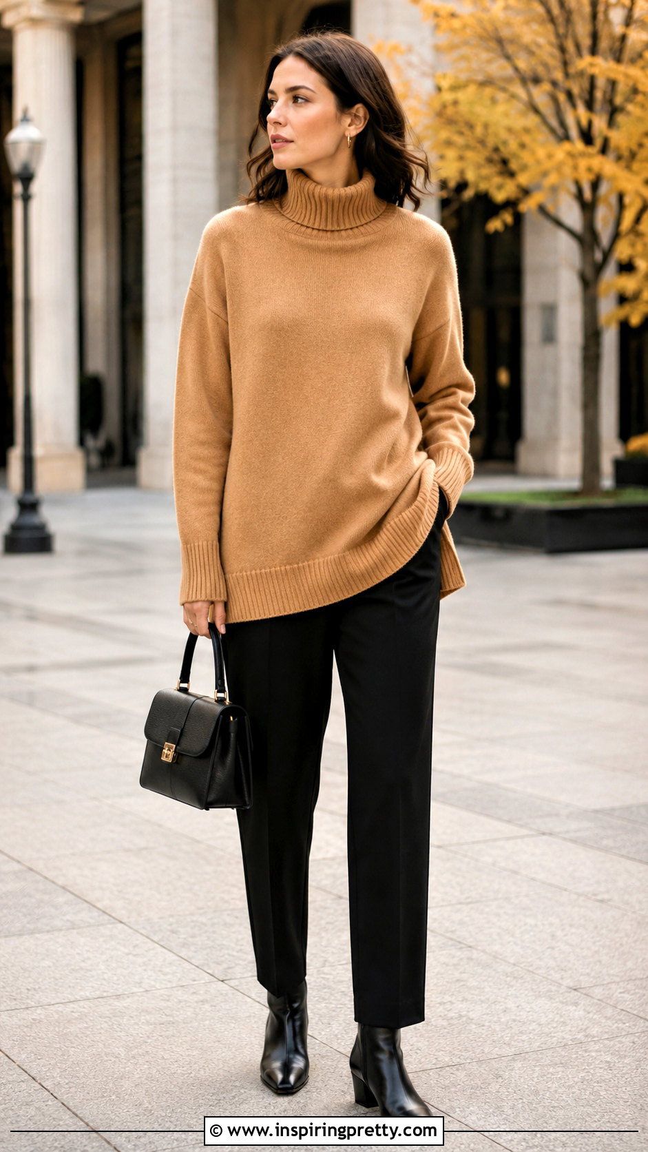 Long Turtleneck Sweater With Straight Pants - 50 stylish long tops for women