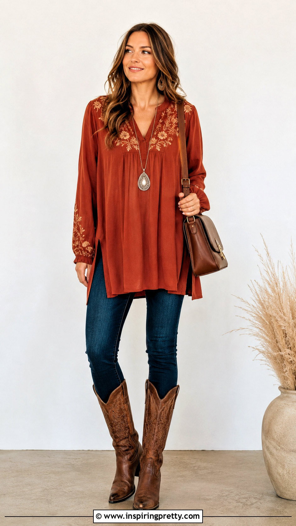 Long Western Tunic Top With Skinny Jeans - 50 western tops designs for jeans