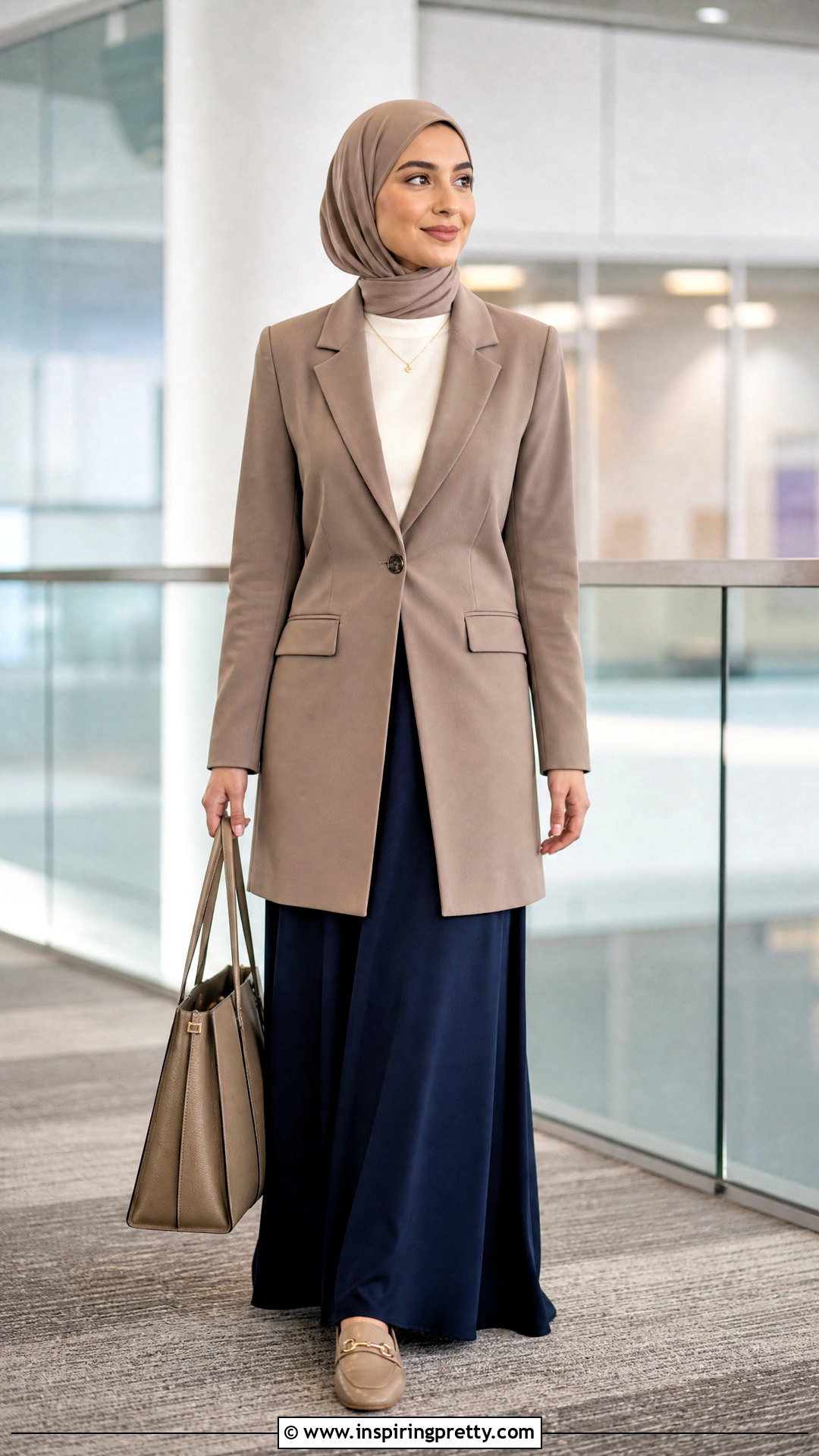 Longline Blazer Modest Top With Maxi Skirt - 50 modest tops for women