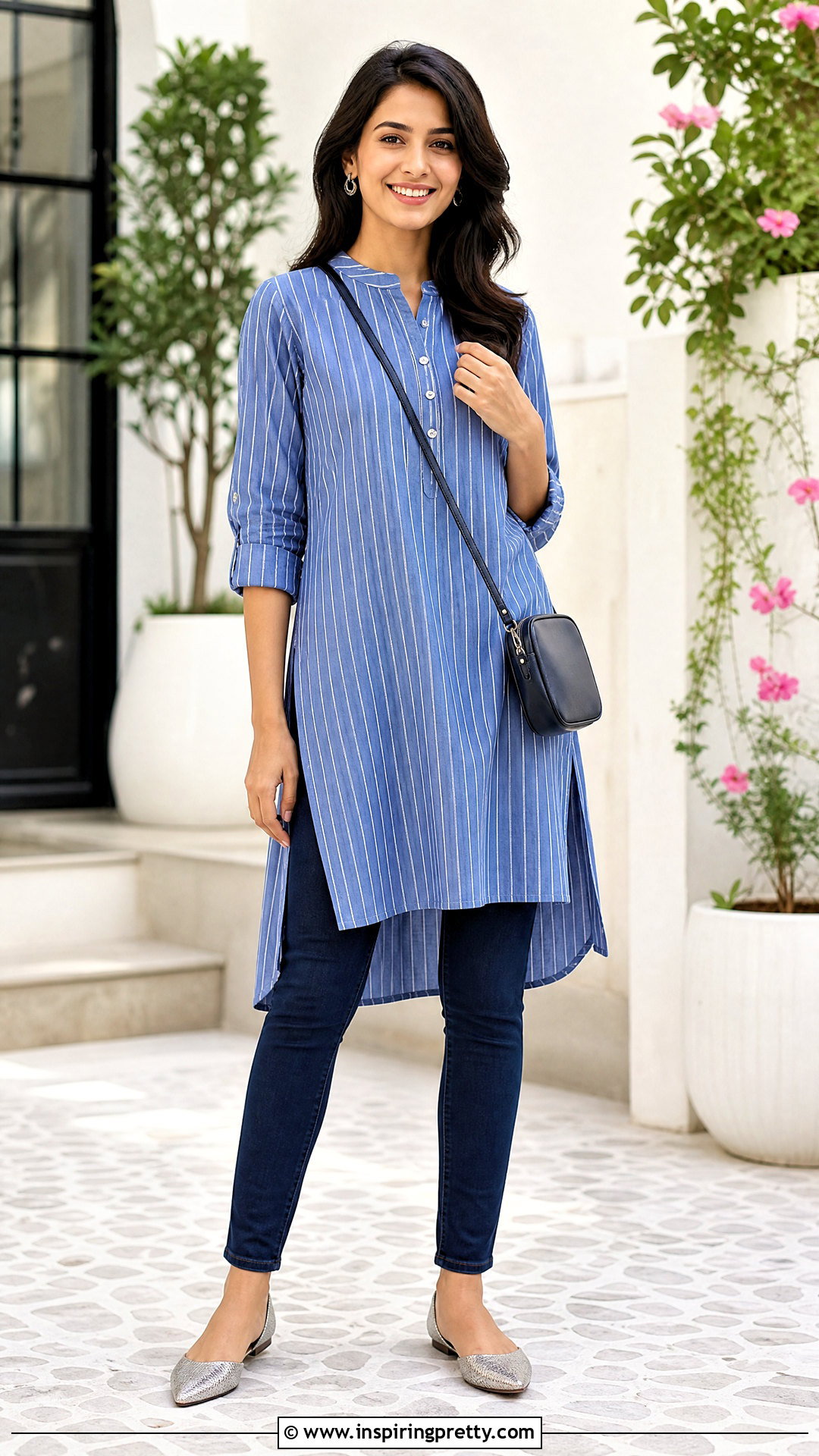 Longline Cotton Top With Slim Jeans - 50 cotton tops designs for jeans
