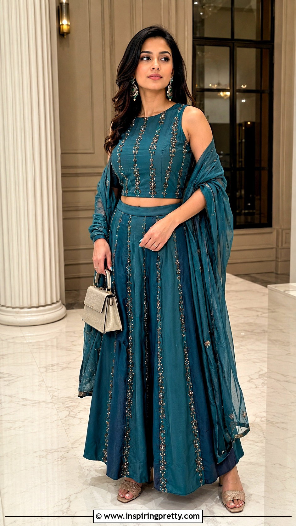 Longline Crop Top With Panelled Ghagra - 25 ghagra blouse designs crop tops outfit ideas