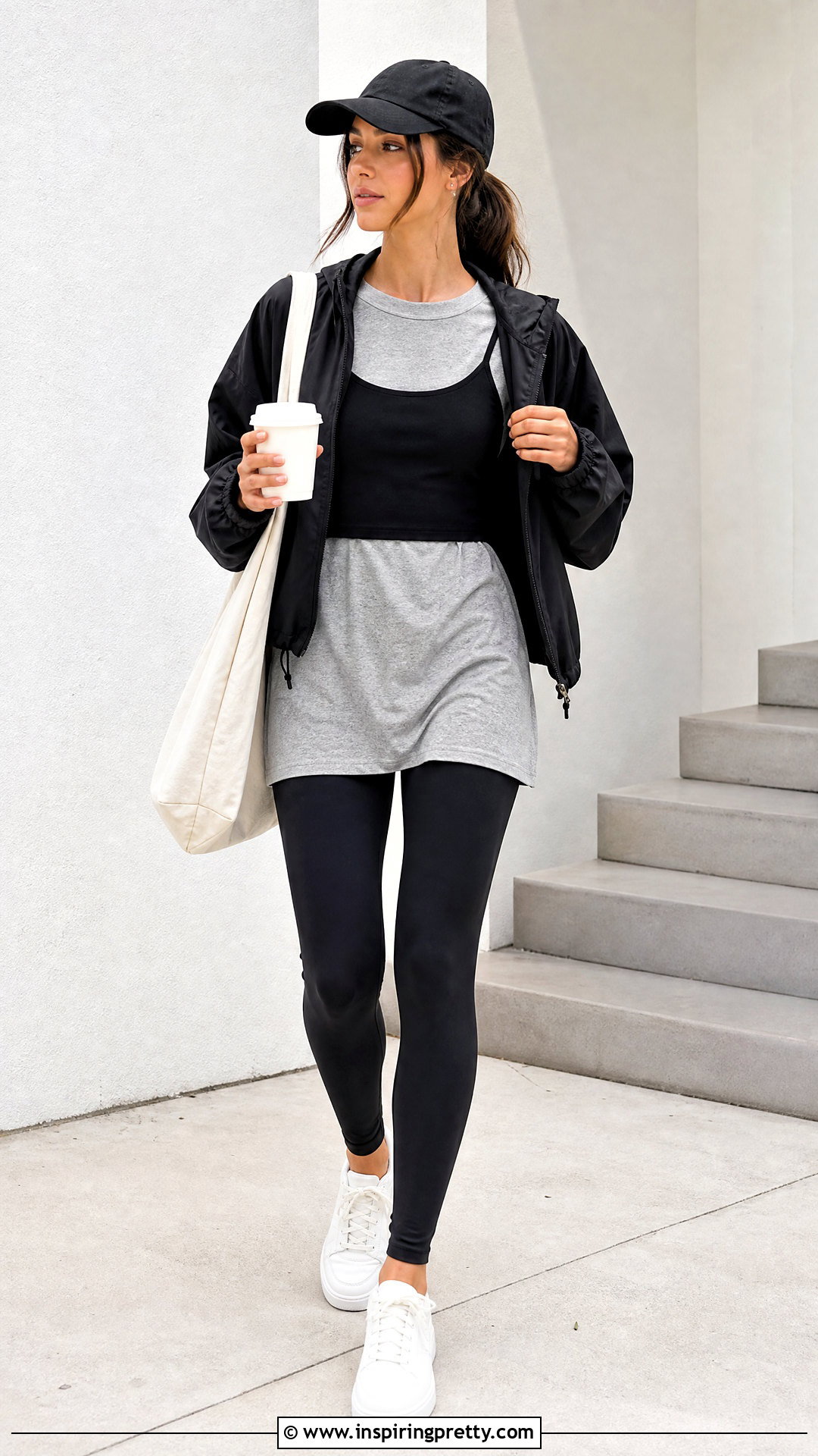 Longline T Shirt Under Cropped Spaghetti Strap Top With Leggings - 20 t shirt under spaghetti strap top outfit ideas
