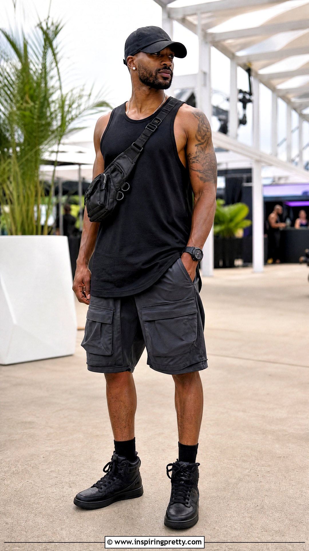 Longline Tank Top With Cargo Shorts - 20 men’s summer outfits tank tops