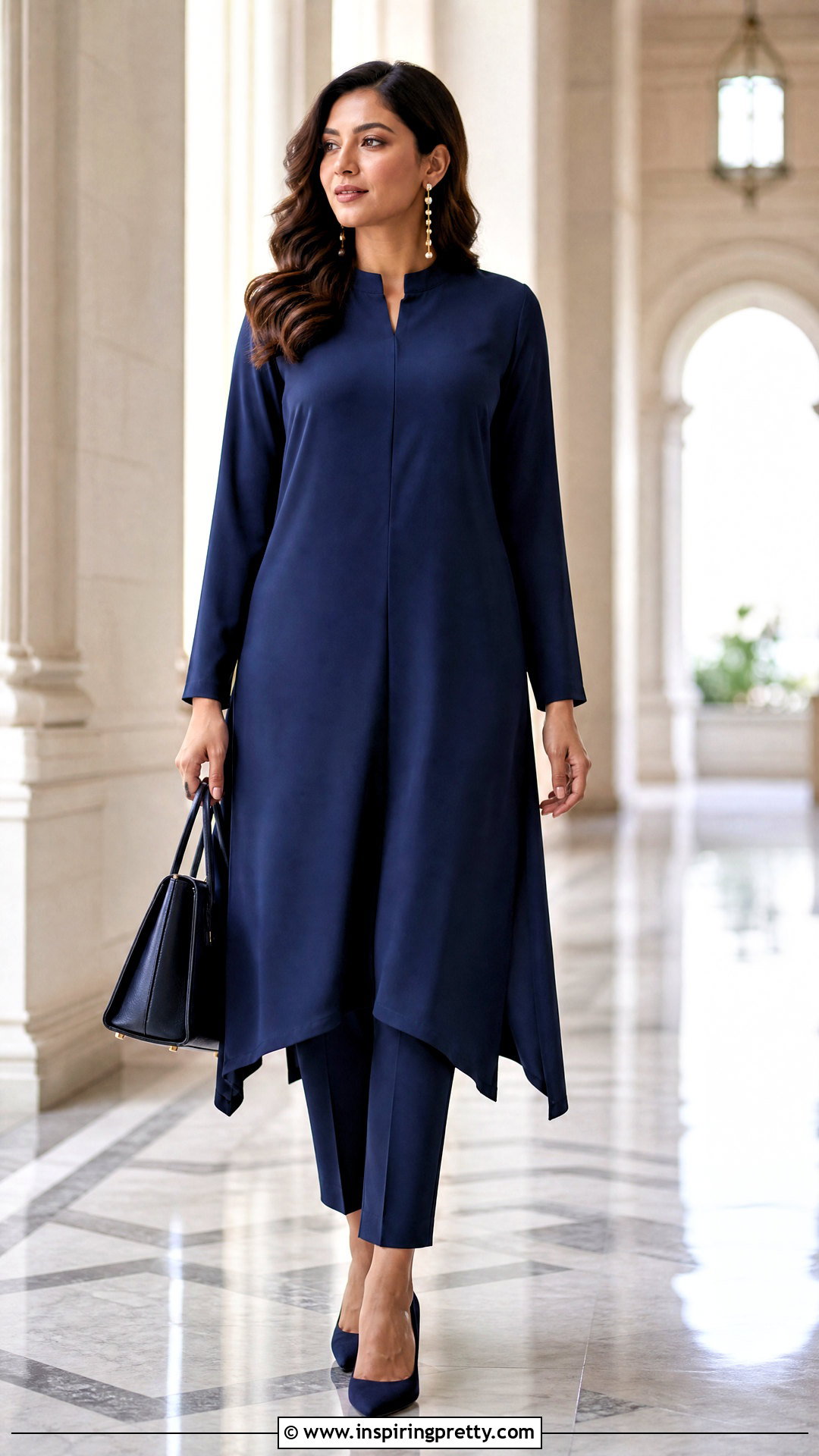 Longline Tunic Top With Slim Pants - 50 elegant tops outfit ideas