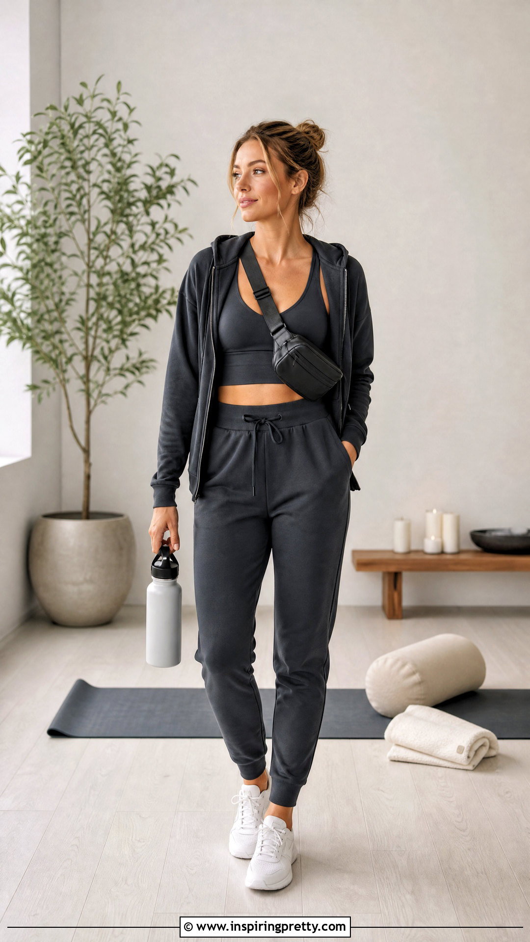 Longline Yoga Bra Top With Joggers - 20 yoga clothes tops outfit ideas
