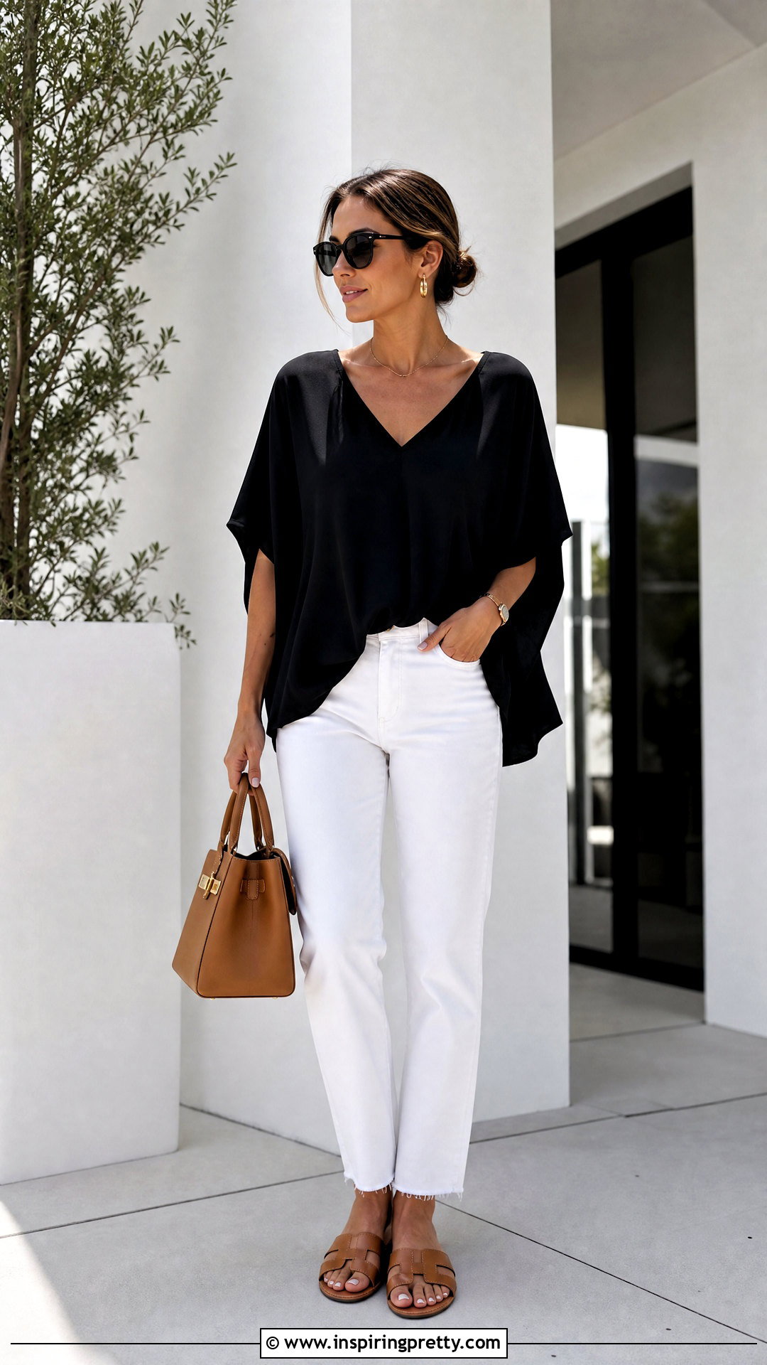 Loose Black Top And White Jeans Outfit - 50 loose top outfit ideas