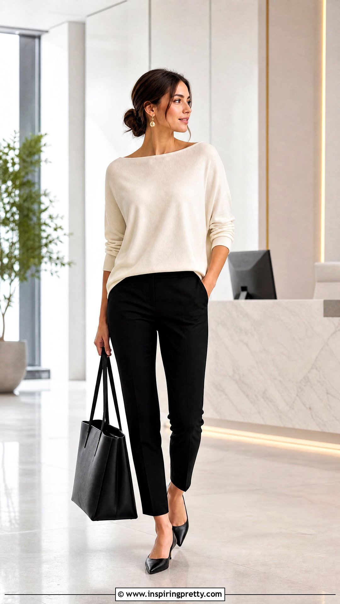 Loose Boat Neck Top And Cigarette Pants Outfit - 50 loose top outfit ideas