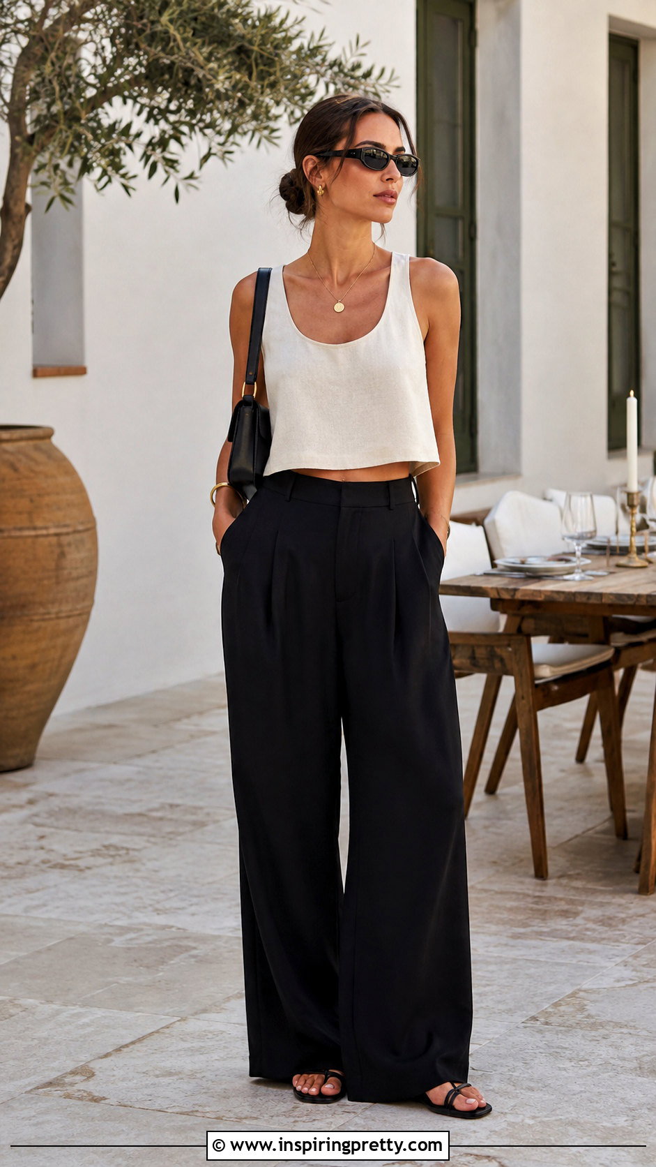 Loose Crop Tank With Wide Leg Pants - 50 loose crop top outfits